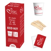 Set café para oficina - 100ud. Vasos / sobres azúcar / Paletinas