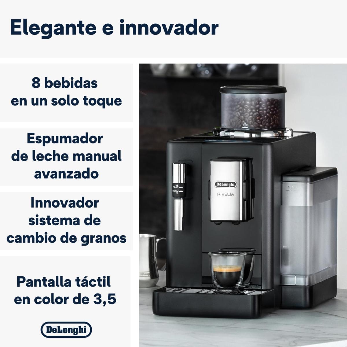 CAFETERA SUPERAUTOMÁTICA DELONGHI RIVELIA. AMPLIA PANTALLA TFT TÁCTIL EN  COLOR ICONOS DE RECETAS/FUNCIONES RETROILUMINADOS GRAN